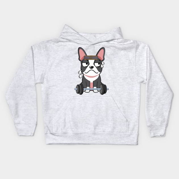 Funny french bulldog is exercising Kids Hoodie by Pet Station